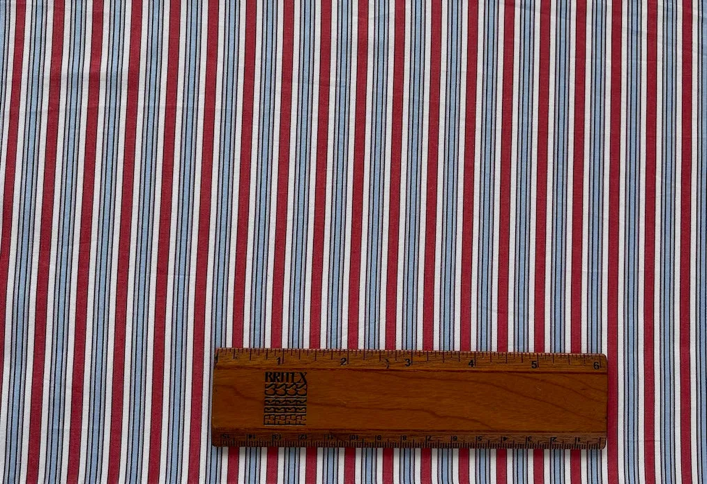 Kiton Summer Cherry Crush Striped 2-Ply Cotton Shirting (Made in Italy)
