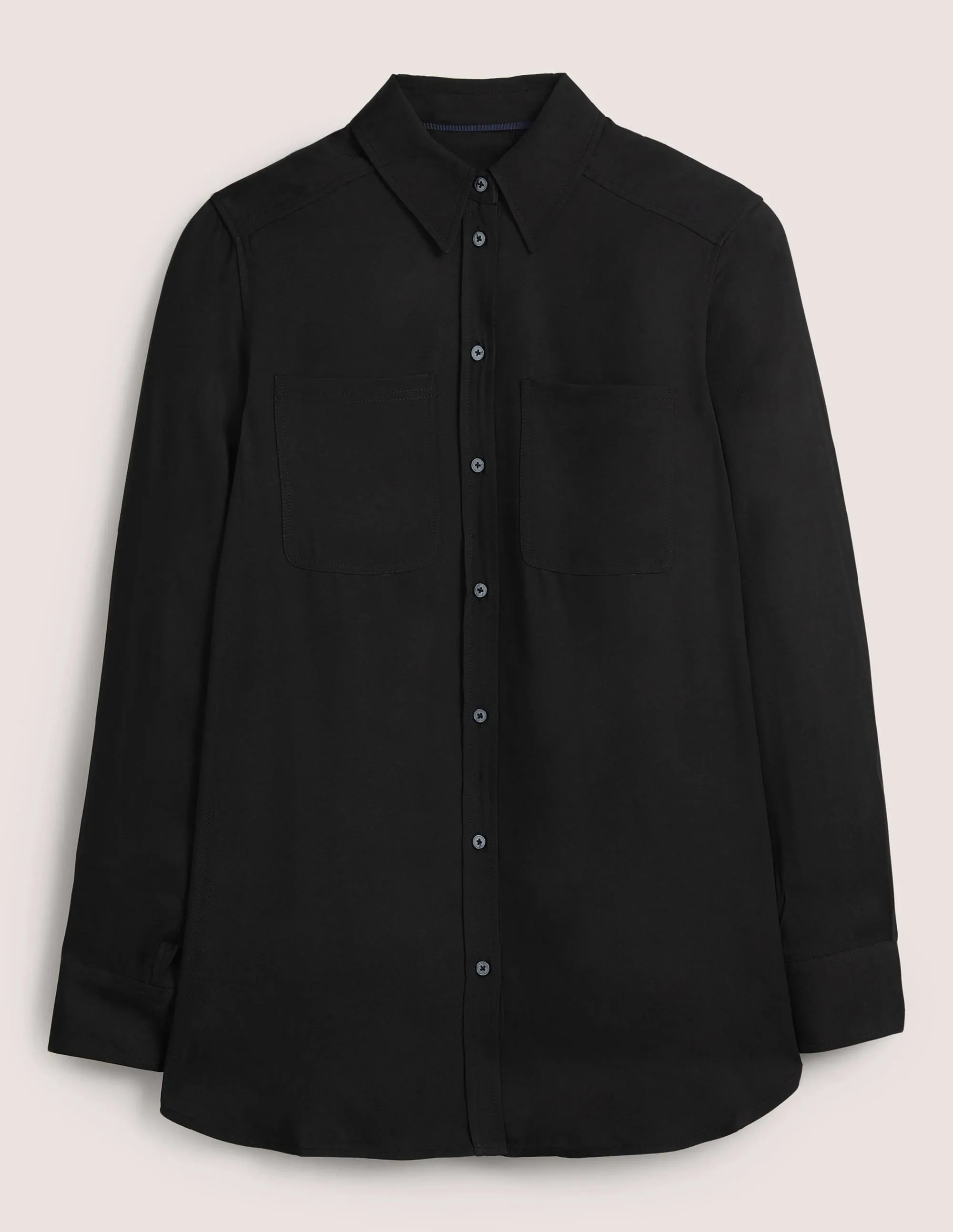 Longline Pocket Detail Shirt-Black