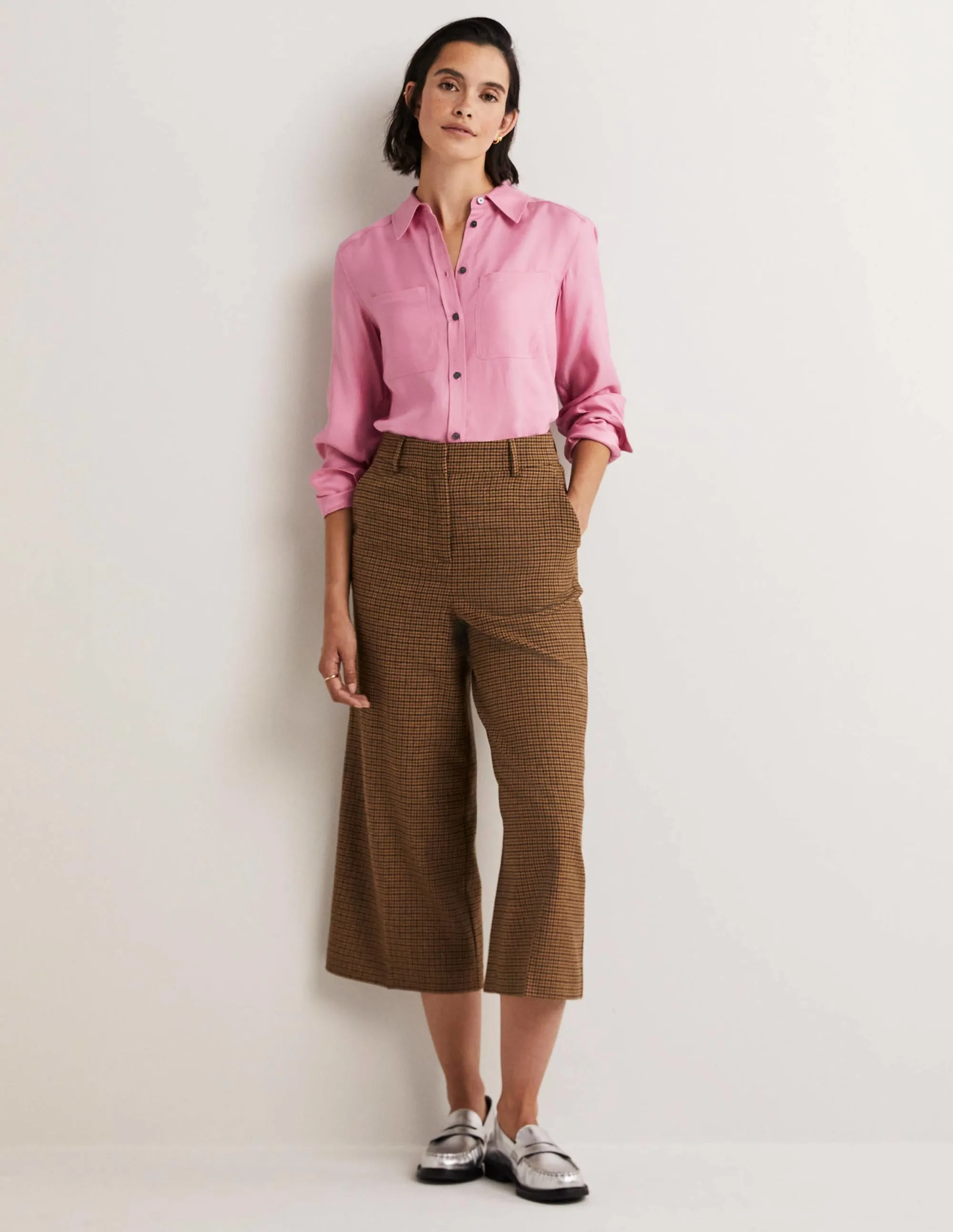 Longline Pocket Detail Shirt-Wild Rose