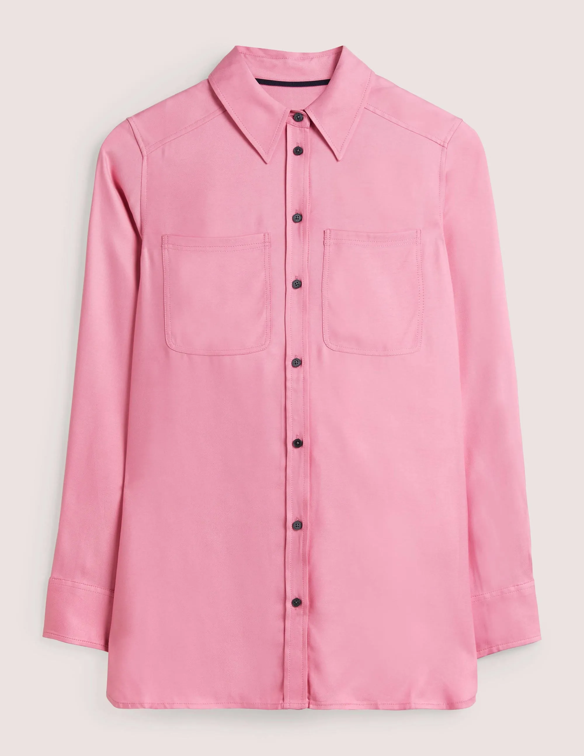 Longline Pocket Detail Shirt-Wild Rose