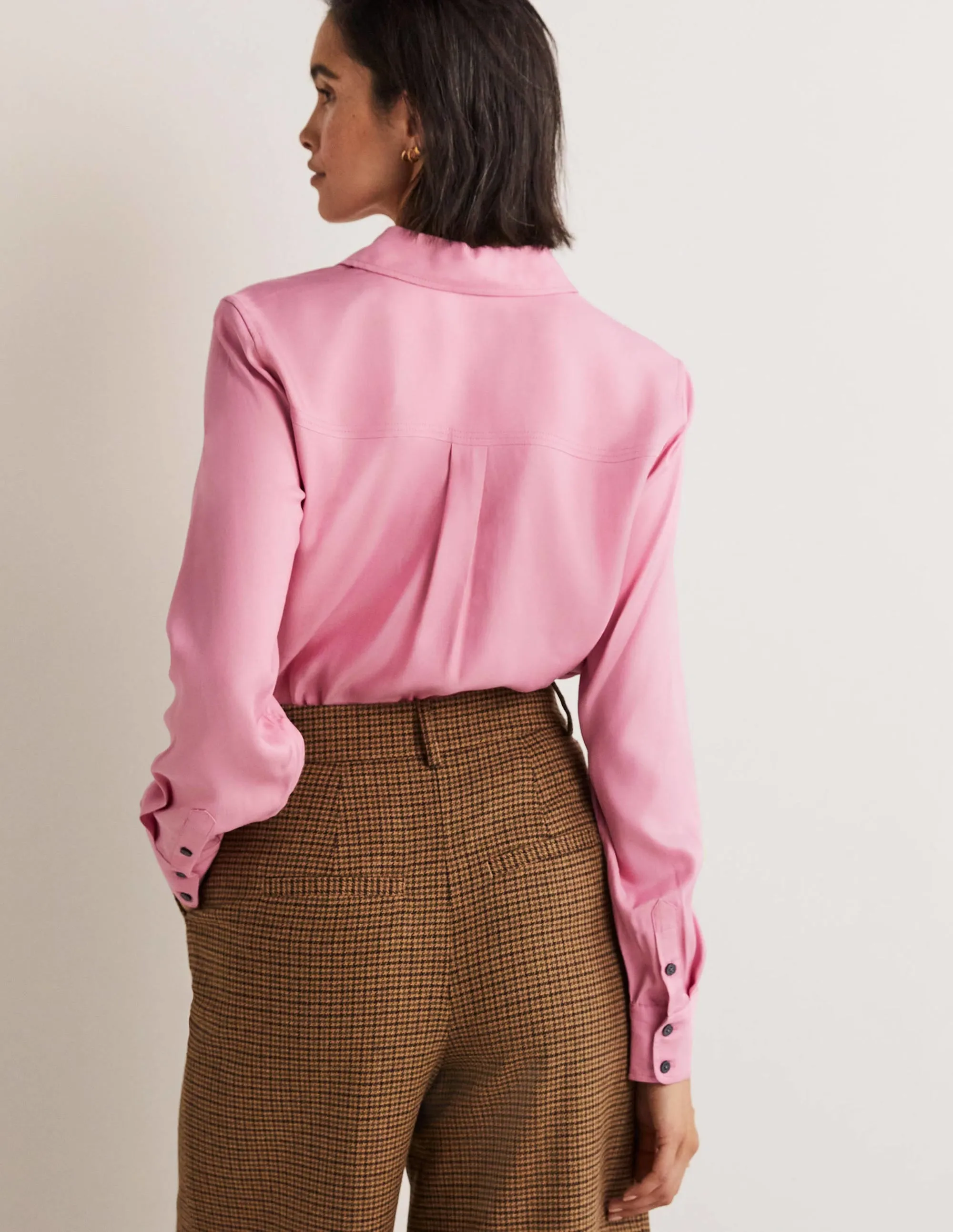Longline Pocket Detail Shirt-Wild Rose
