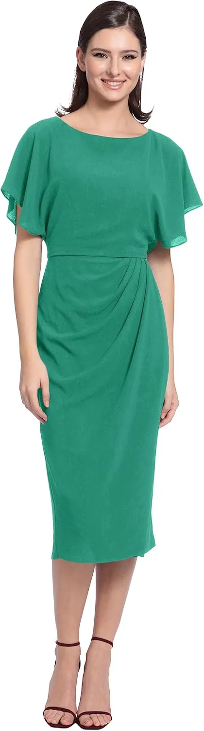 Maggy London Women's Boat Neck Flutter Sleeve Dress Occasion Event Guest of