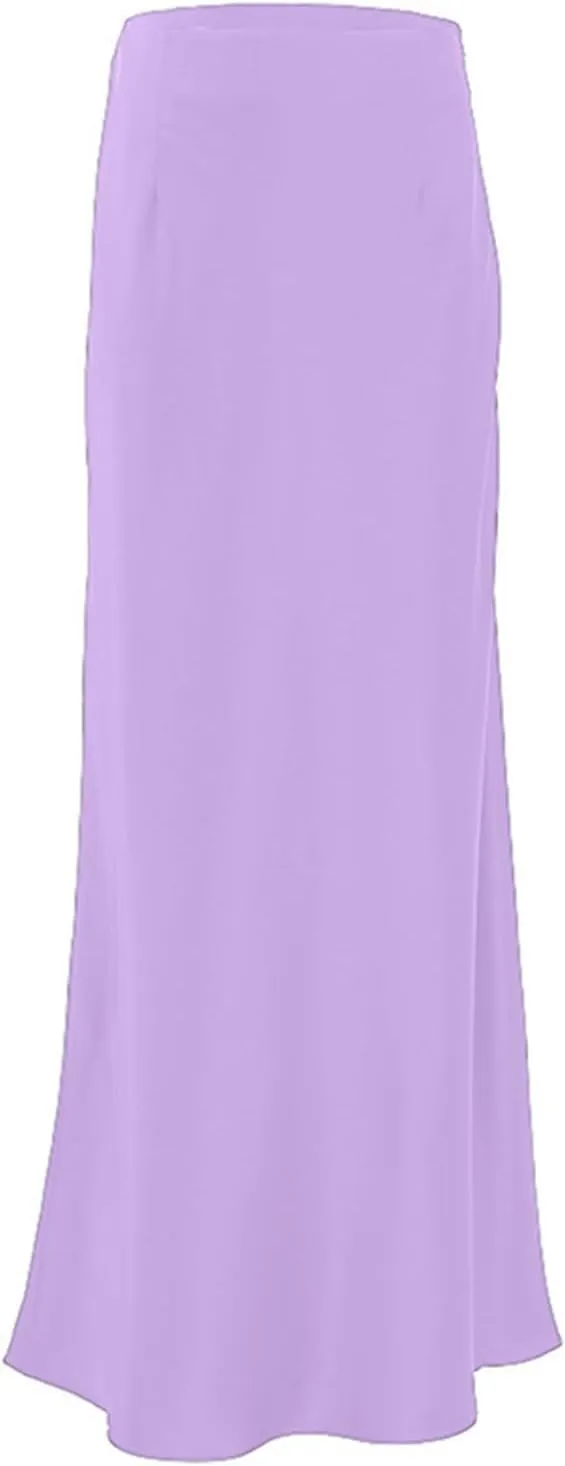 Maxi Skirts for Women Satin Bodycon Pencil Skirt Tummy Control High Waisted Long Skirts Trendy Casual Skirt for Party Club