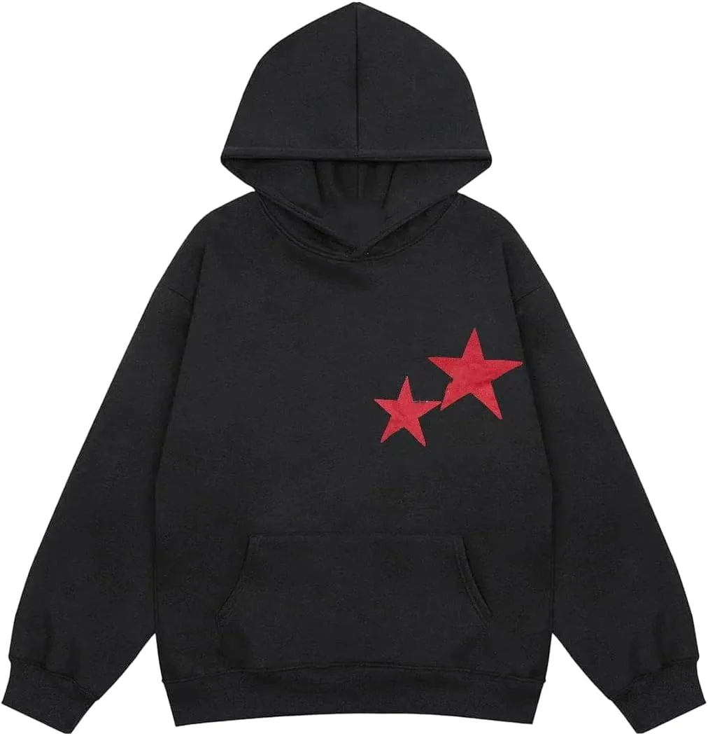 Meiweileya Womens Y2k Oversized Graphic Star Preppy Hoodies Sweatshirt Aesthetic Pullover Pockets Long Sleeve