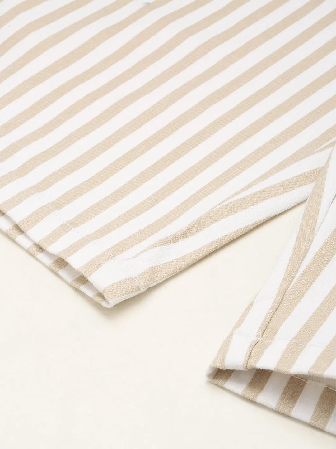 Men Beige Striped Cotton Shorts