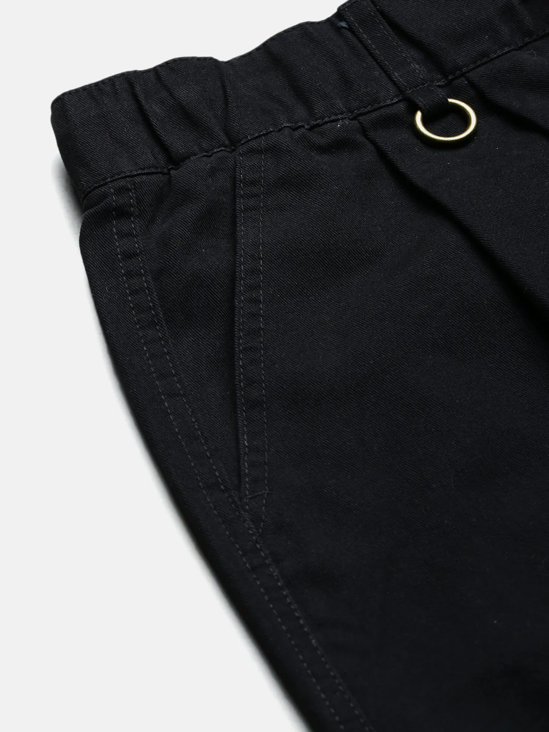 Men Cotton Black Relaxed Fit Korean Trousers