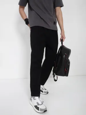 Men Cotton Black Relaxed Fit Korean Trousers