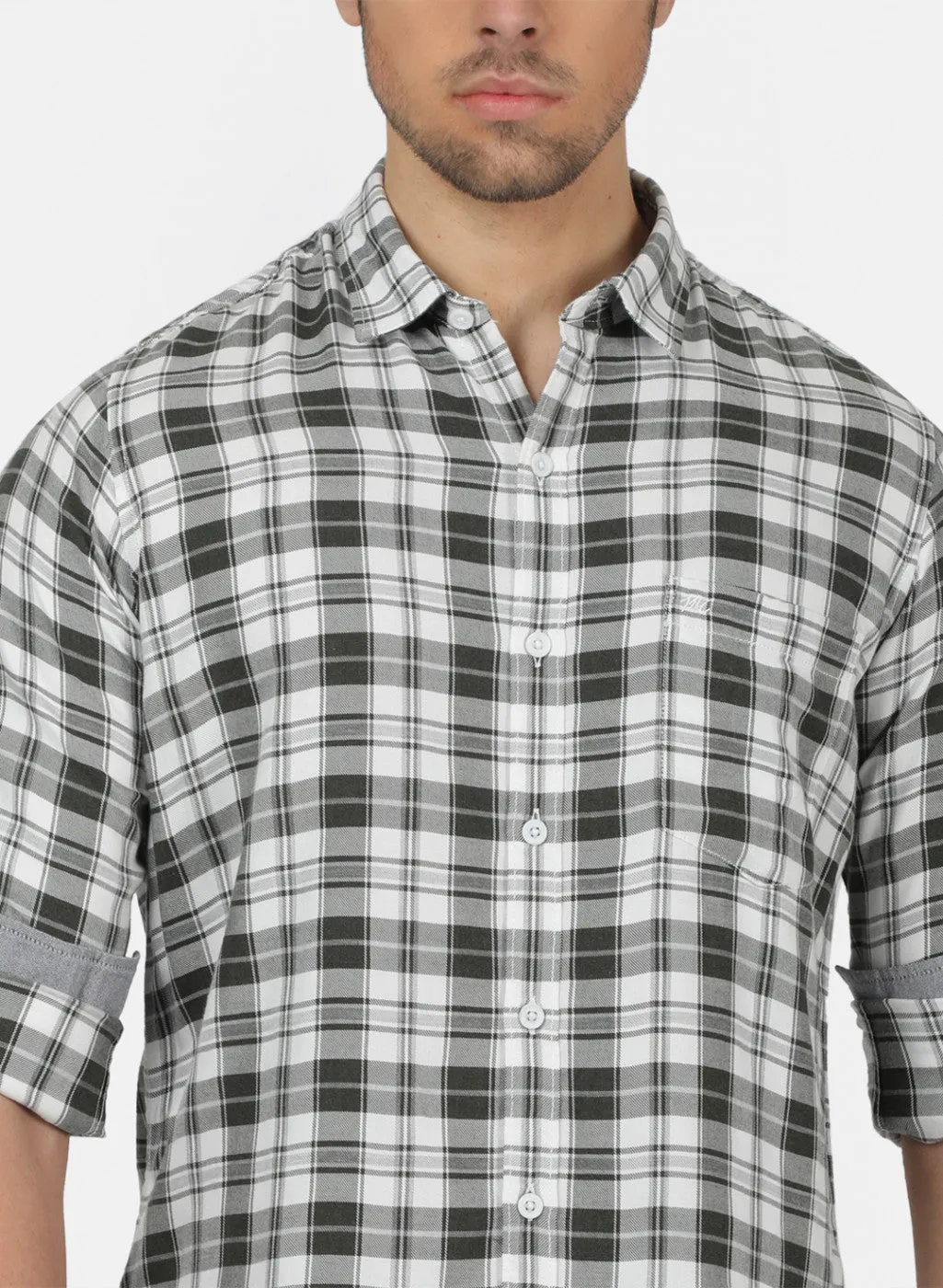 Men Green Check Shirts