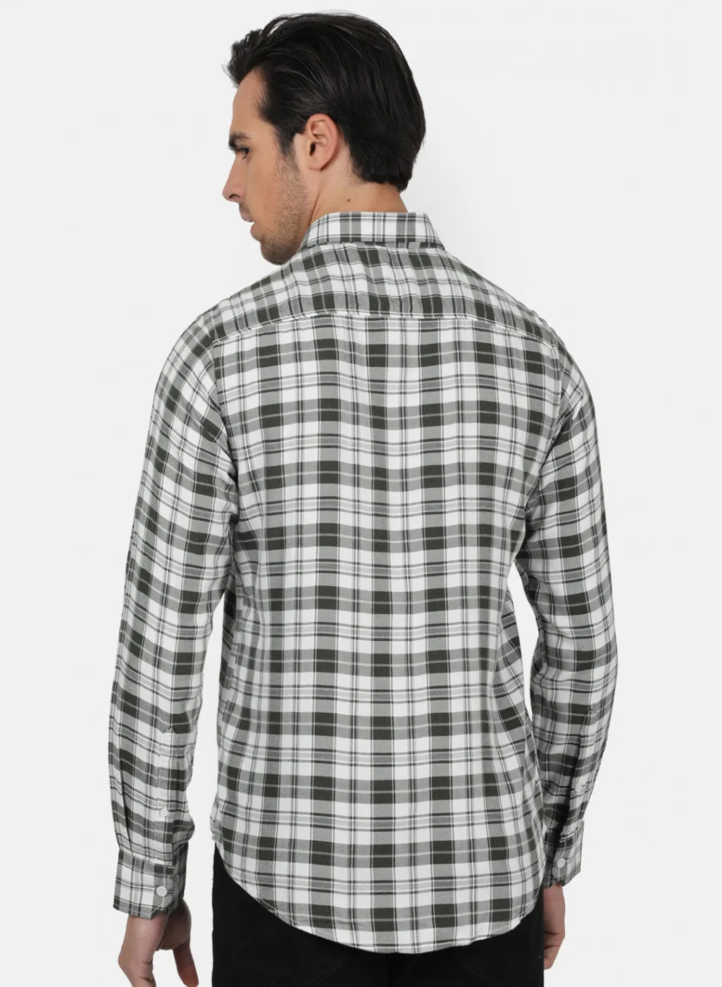 Men Green Check Shirts