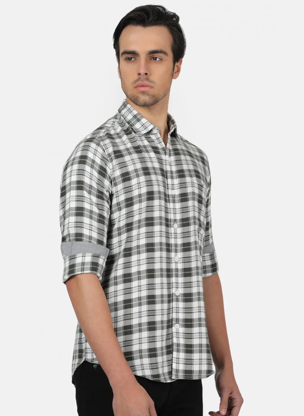 Men Green Check Shirts