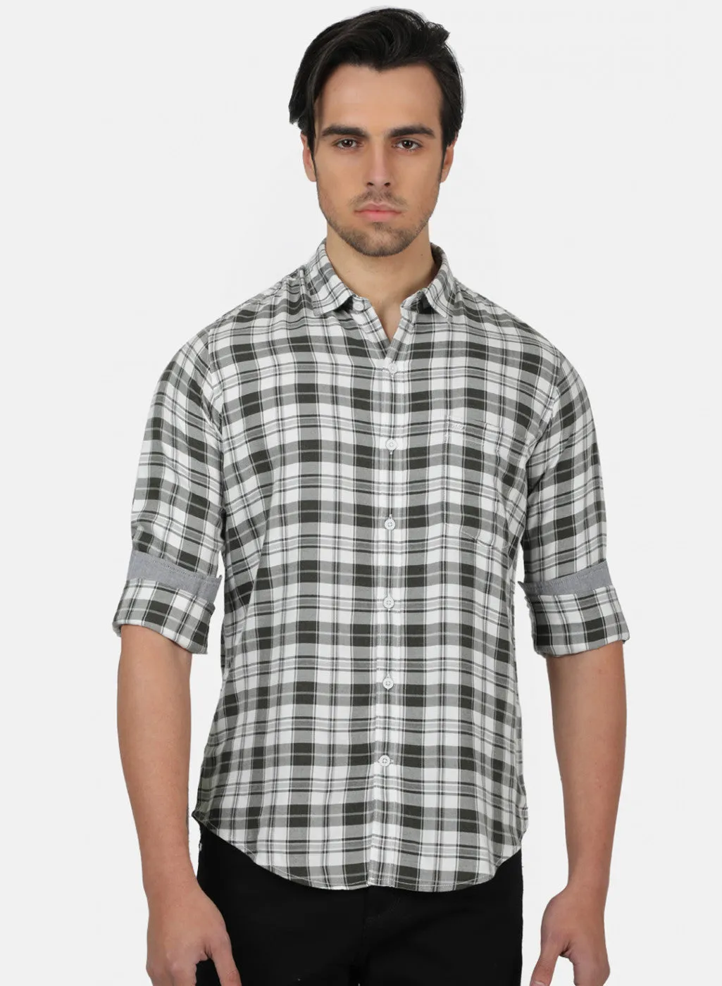 Men Green Check Shirts