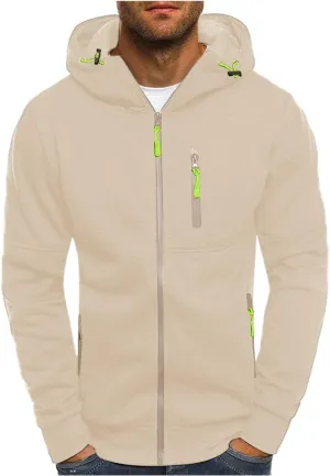 Men Hoodies Casual Hoodies for Men with Zip Pockets Full Zip Long Sleeve Sweatshirt Sports Hooded Jacket