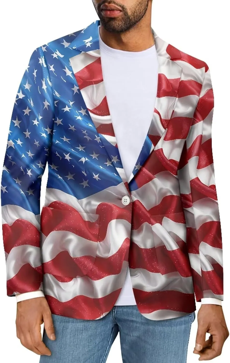Mens Long Sleeve Blazer Suit Jacket Sports Coat Casual Business Dress Suit One Buttons with Pocket S-5XL