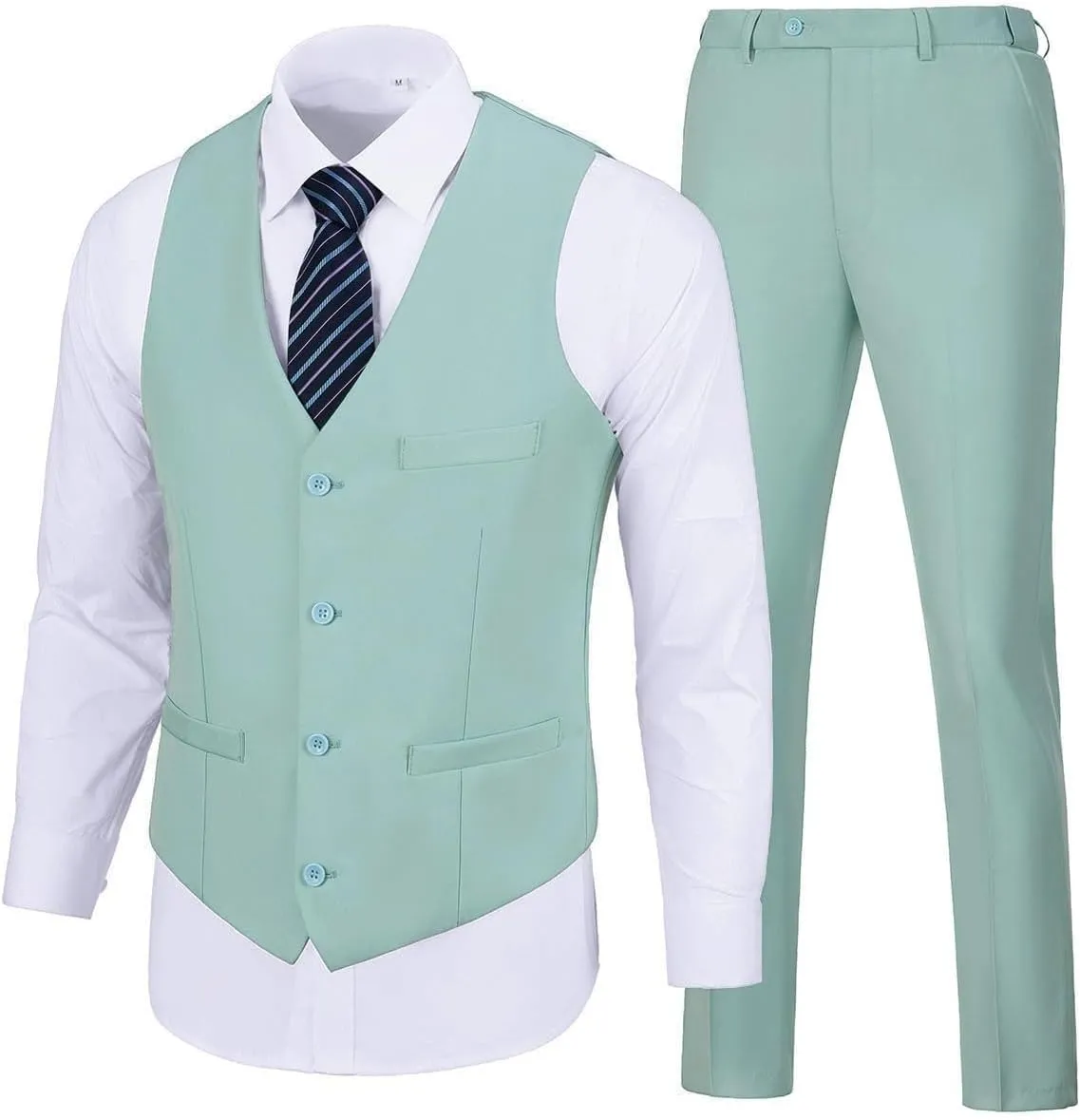 Men's Suit 2 Pieces Slim Fit Dress Vest and Pants Set Prom Suits for Mens Formal Wedding Party Tuxedo