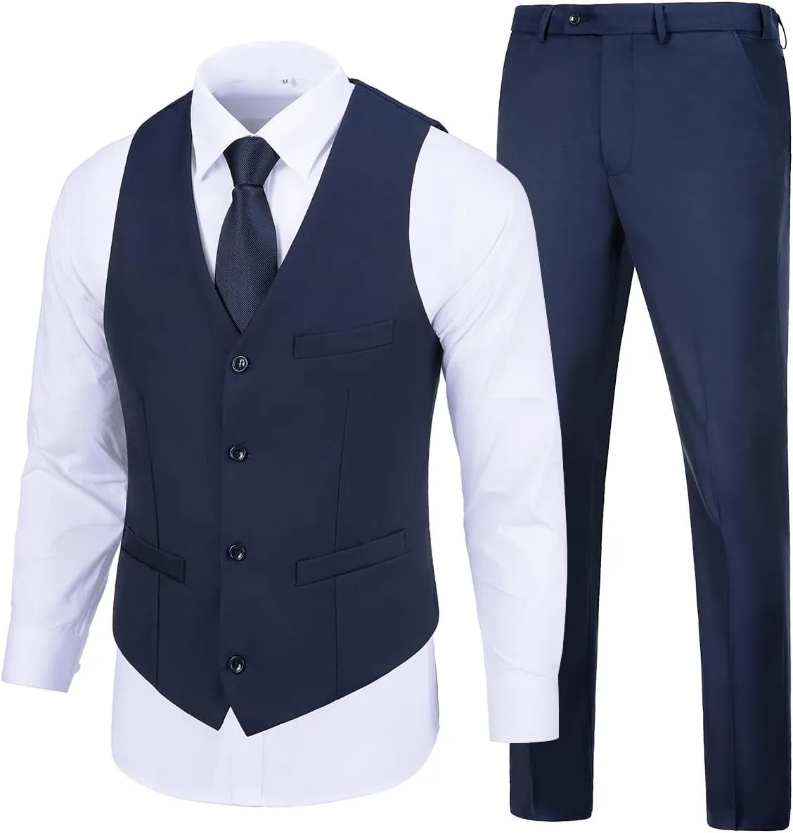 Men's Suit 2 Pieces Slim Fit Dress Vest and Pants Set Prom Suits for Mens Formal Wedding Party Tuxedo