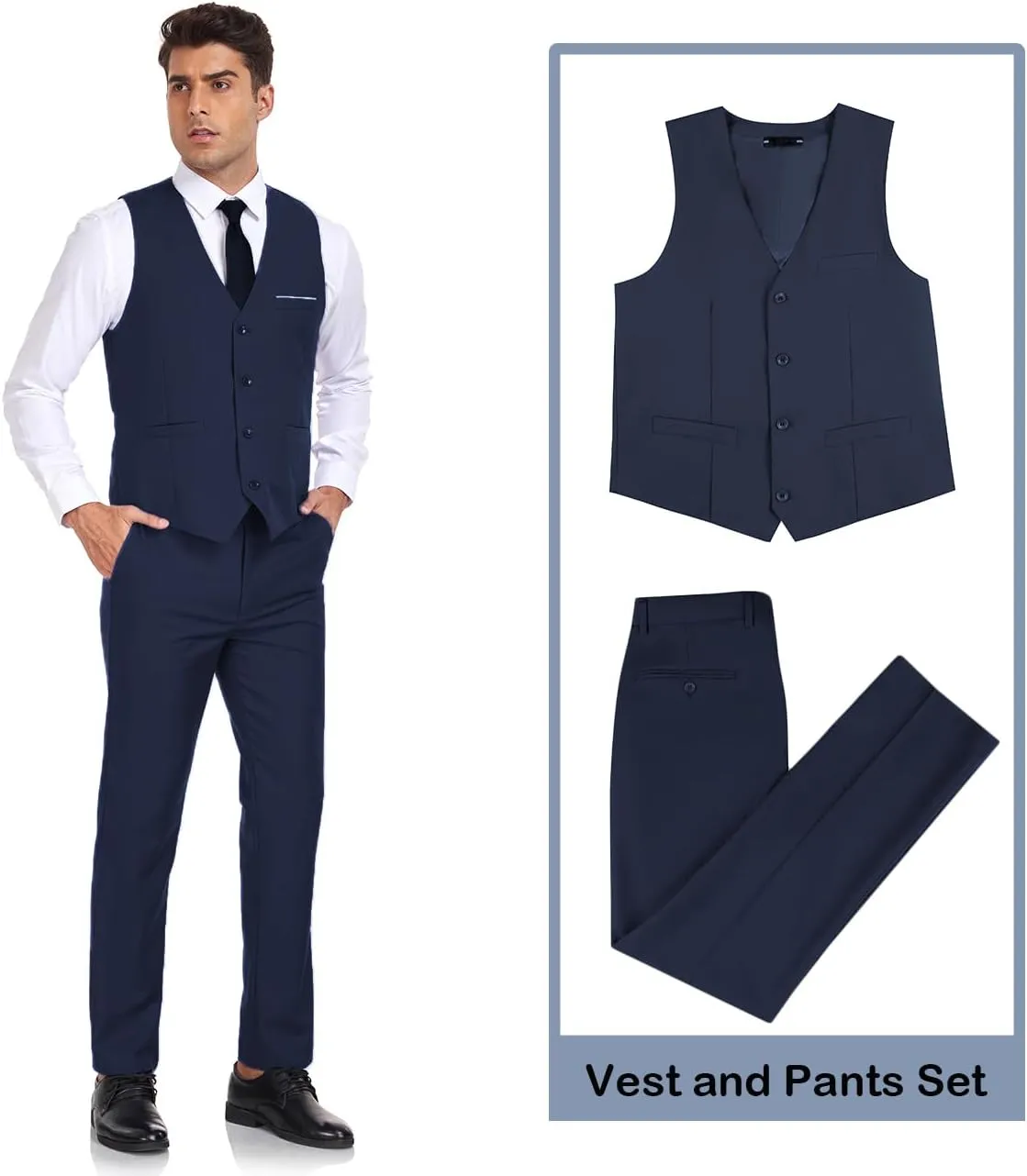 Men's Suit 2 Pieces Slim Fit Dress Vest and Pants Set Prom Suits for Mens Formal Wedding Party Tuxedo