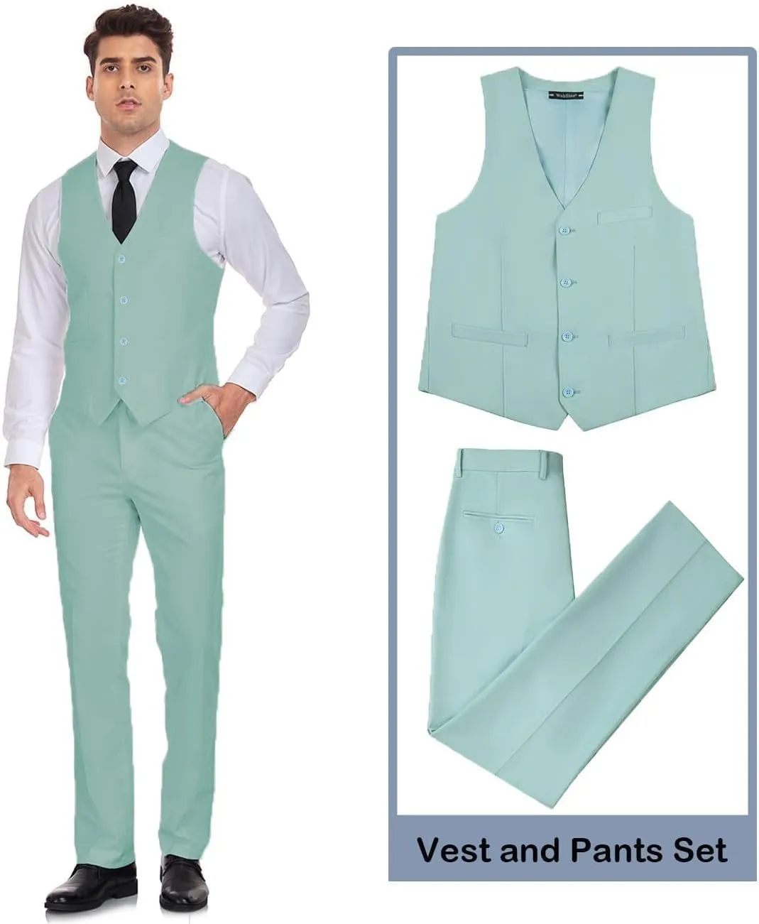 Men's Suit 2 Pieces Slim Fit Dress Vest and Pants Set Prom Suits for Mens Formal Wedding Party Tuxedo