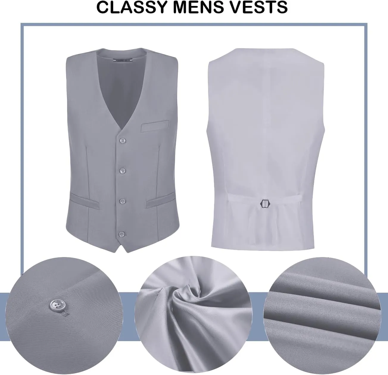 Men's Suit 2 Pieces Slim Fit Dress Vest and Pants Set Prom Suits for Mens Formal Wedding Party Tuxedo