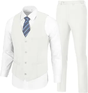 Men's Suit 2 Pieces Slim Fit Dress Vest and Pants Set Prom Suits for Mens Formal Wedding Party Tuxedo