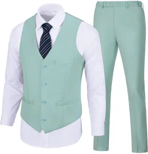 Men's Suit 2 Pieces Slim Fit Dress Vest and Pants Set Prom Suits for Mens Formal Wedding Party Tuxedo