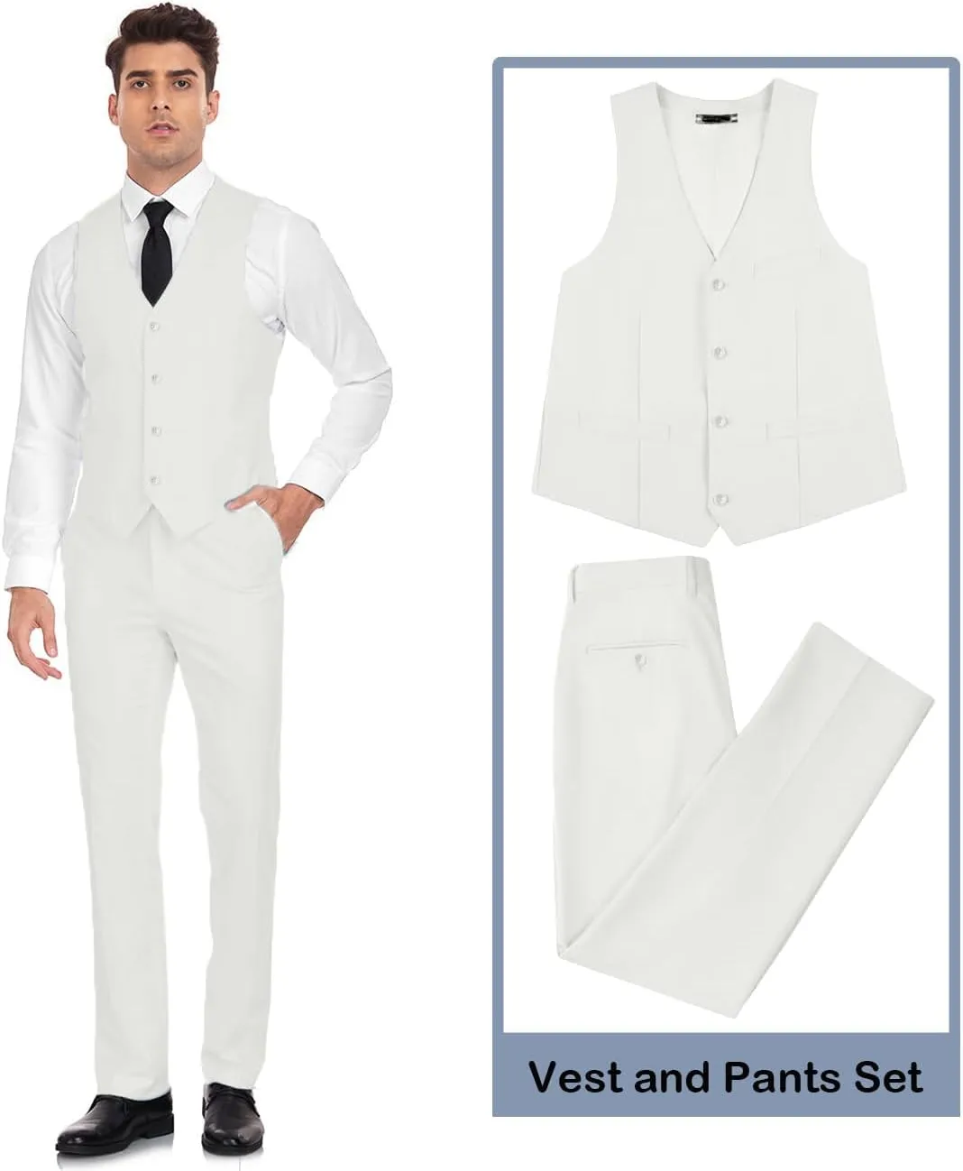 Men's Suit 2 Pieces Slim Fit Dress Vest and Pants Set Prom Suits for Mens Formal Wedding Party Tuxedo