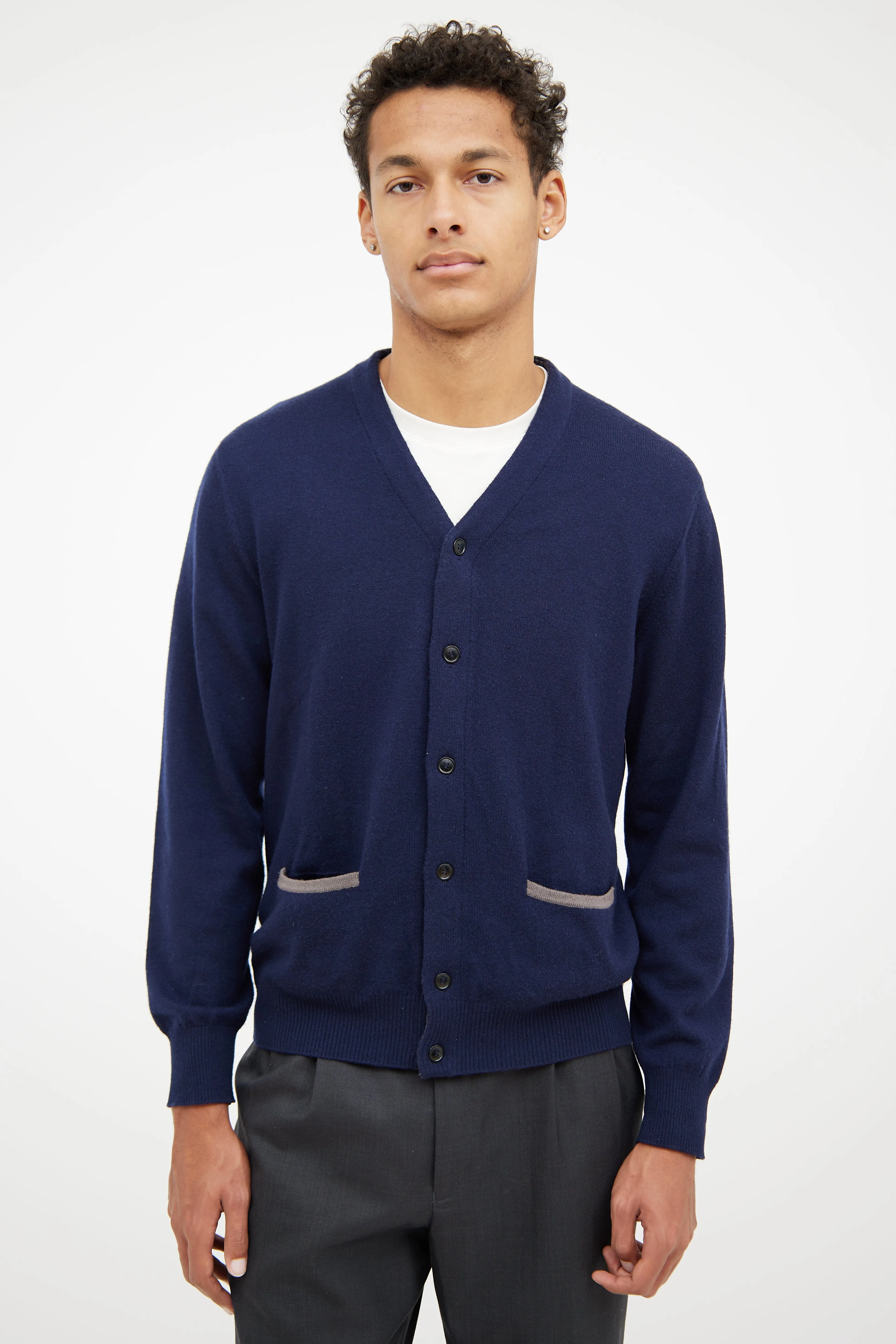 Navy Button Up Cardigan