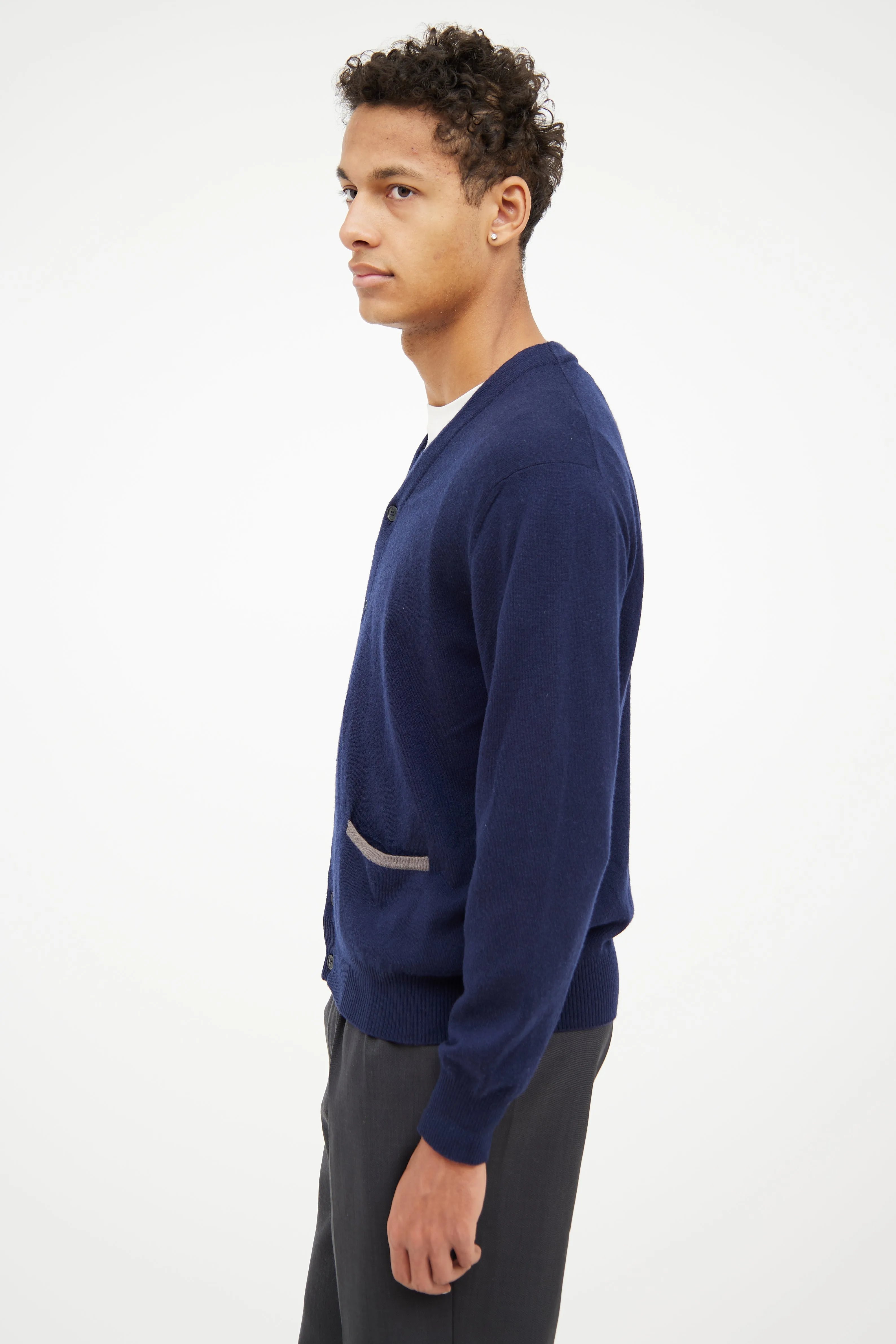 Navy Button Up Cardigan