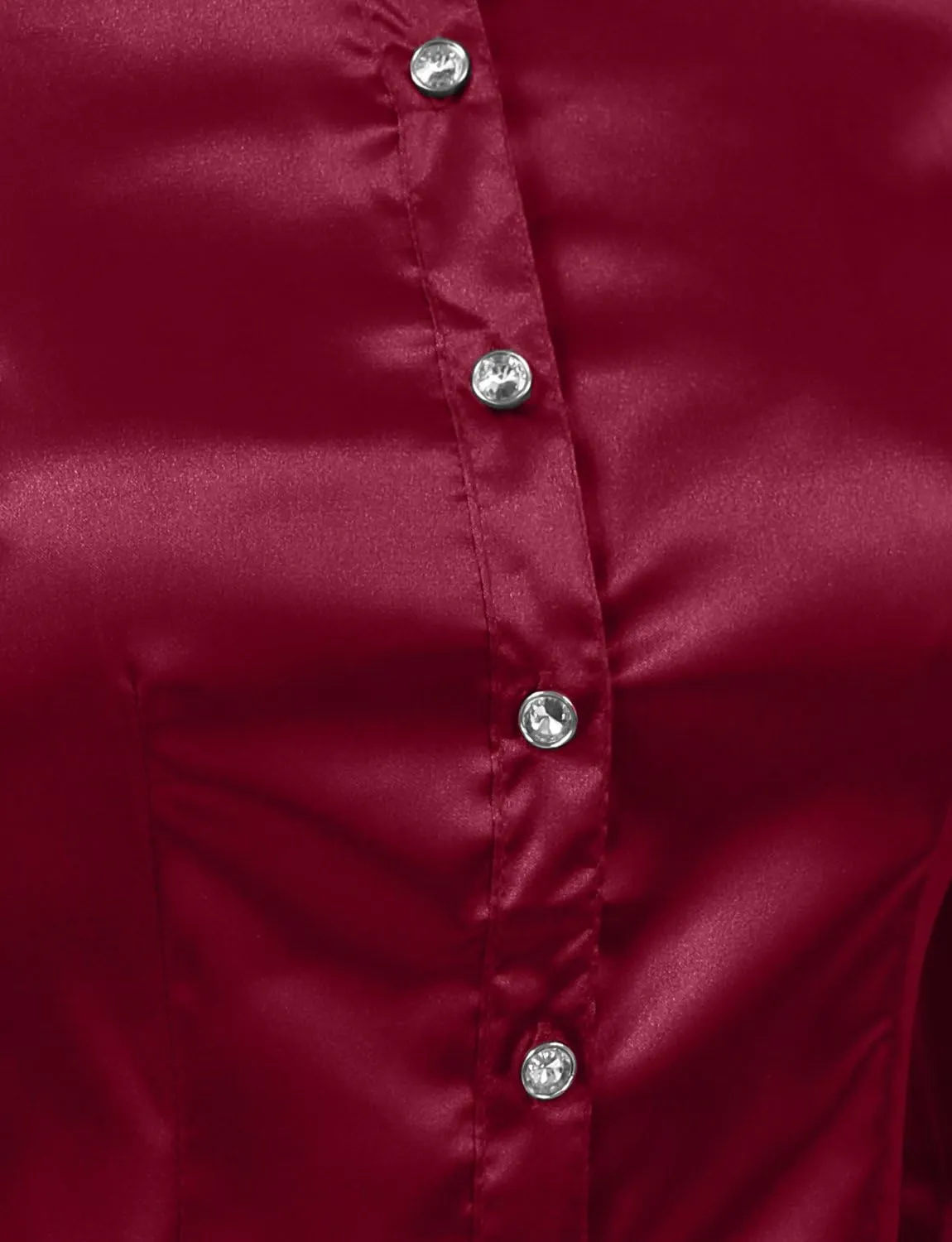 NE PEOPLE Womens Light Weight Long Cuff Sleeve Button Down Satin Shirt (S-3XL)