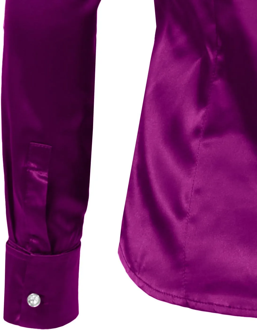 NE PEOPLE Womens Light Weight Long Cuff Sleeve Button Down Satin Shirt (S-3XL)