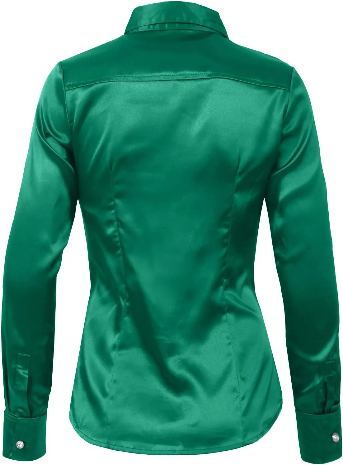 NE PEOPLE Womens Light Weight Long Cuff Sleeve Button Down Satin Shirt (S-3XL)