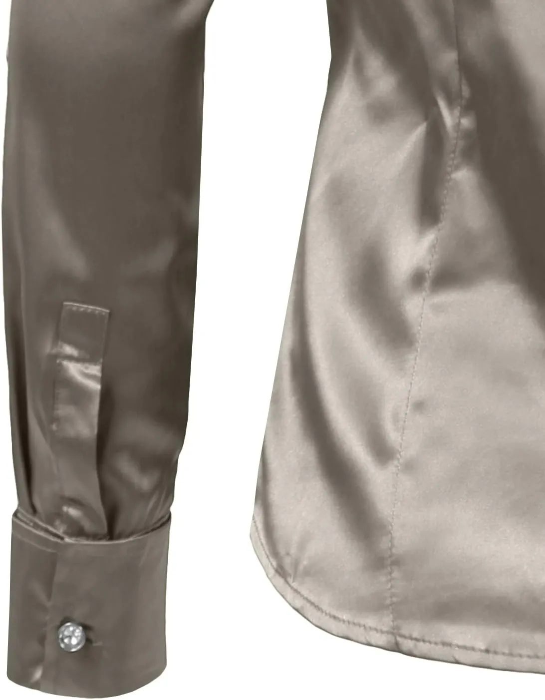 NE PEOPLE Womens Light Weight Long Cuff Sleeve Button Down Satin Shirt (S-3XL)