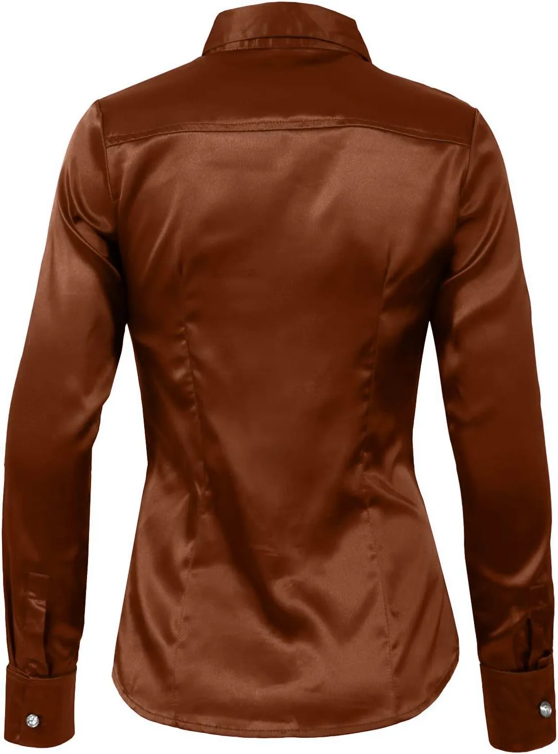 NE PEOPLE Womens Light Weight Long Cuff Sleeve Button Down Satin Shirt (S-3XL)