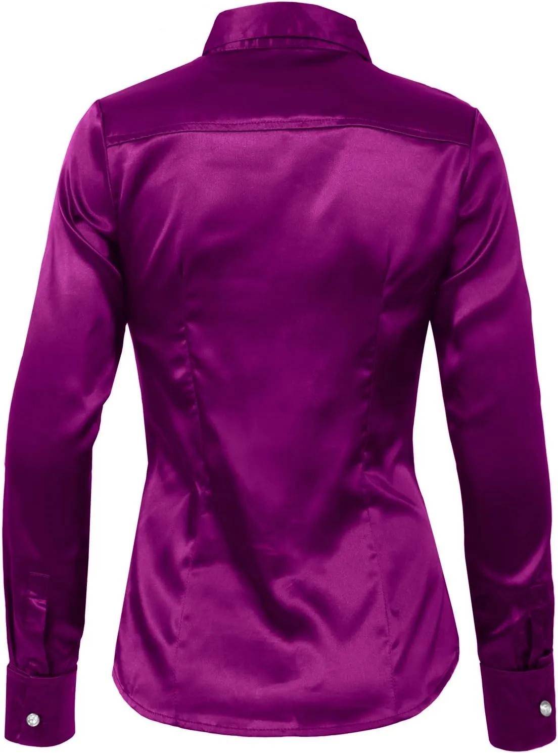 NE PEOPLE Womens Light Weight Long Cuff Sleeve Button Down Satin Shirt (S-3XL)