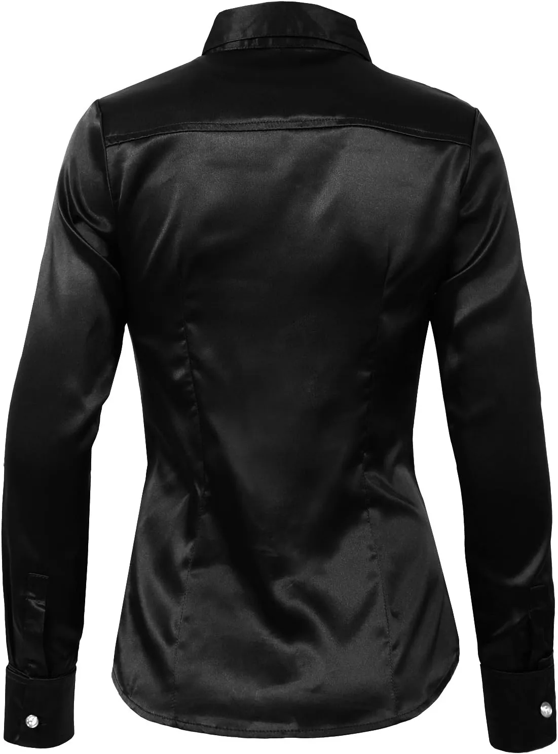 NE PEOPLE Womens Light Weight Long Cuff Sleeve Button Down Satin Shirt (S-3XL)