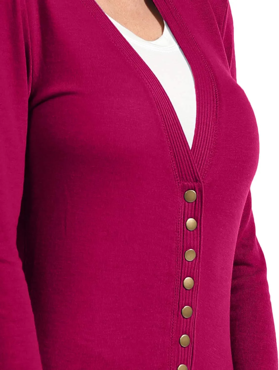 NE PEOPLE Womens Snap Button Sweater Cardigan with Ribbed Detailed S-3XL