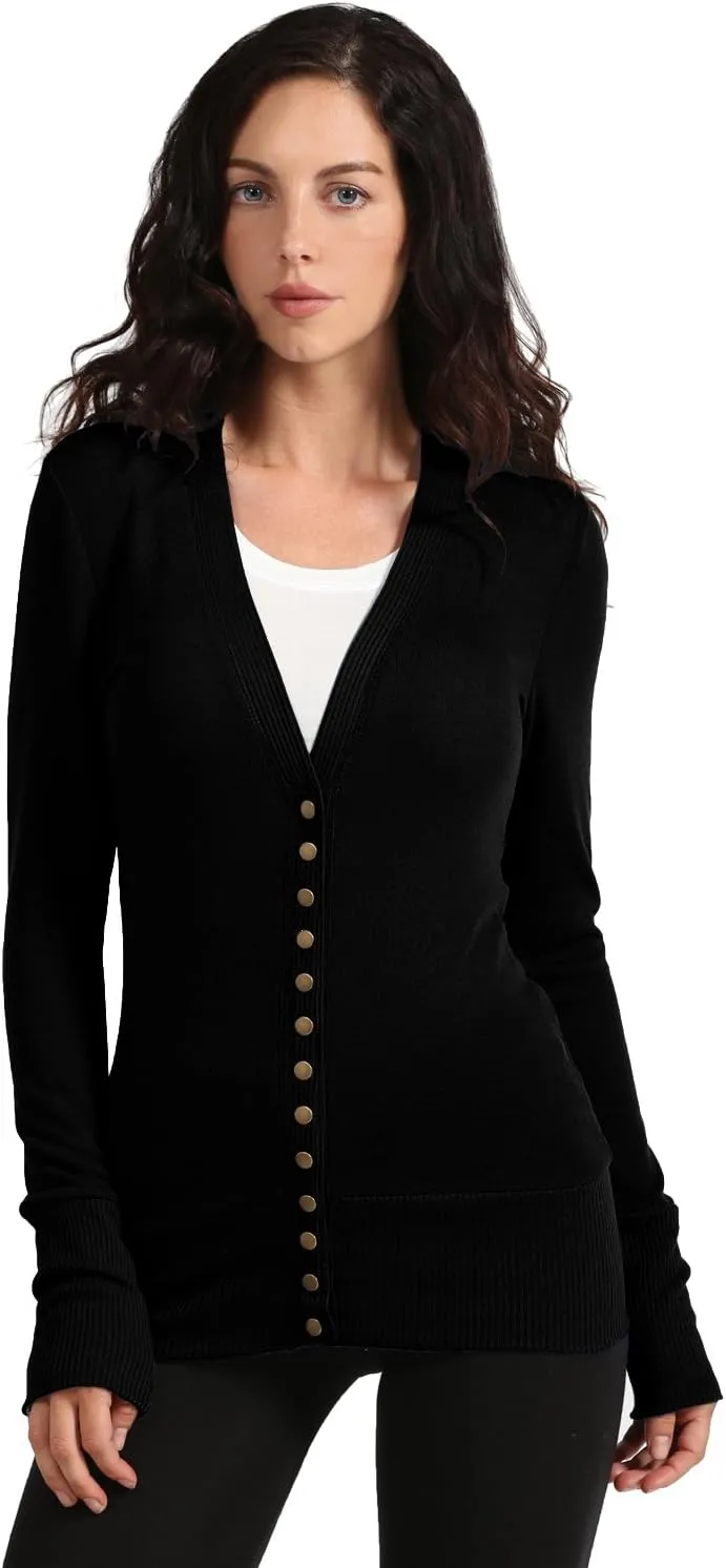 NE PEOPLE Womens Snap Button Sweater Cardigan with Ribbed Detailed S-3XL
