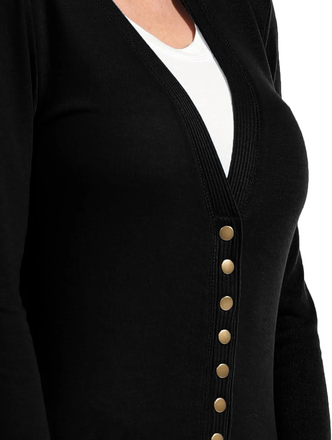 NE PEOPLE Womens Snap Button Sweater Cardigan with Ribbed Detailed S-3XL
