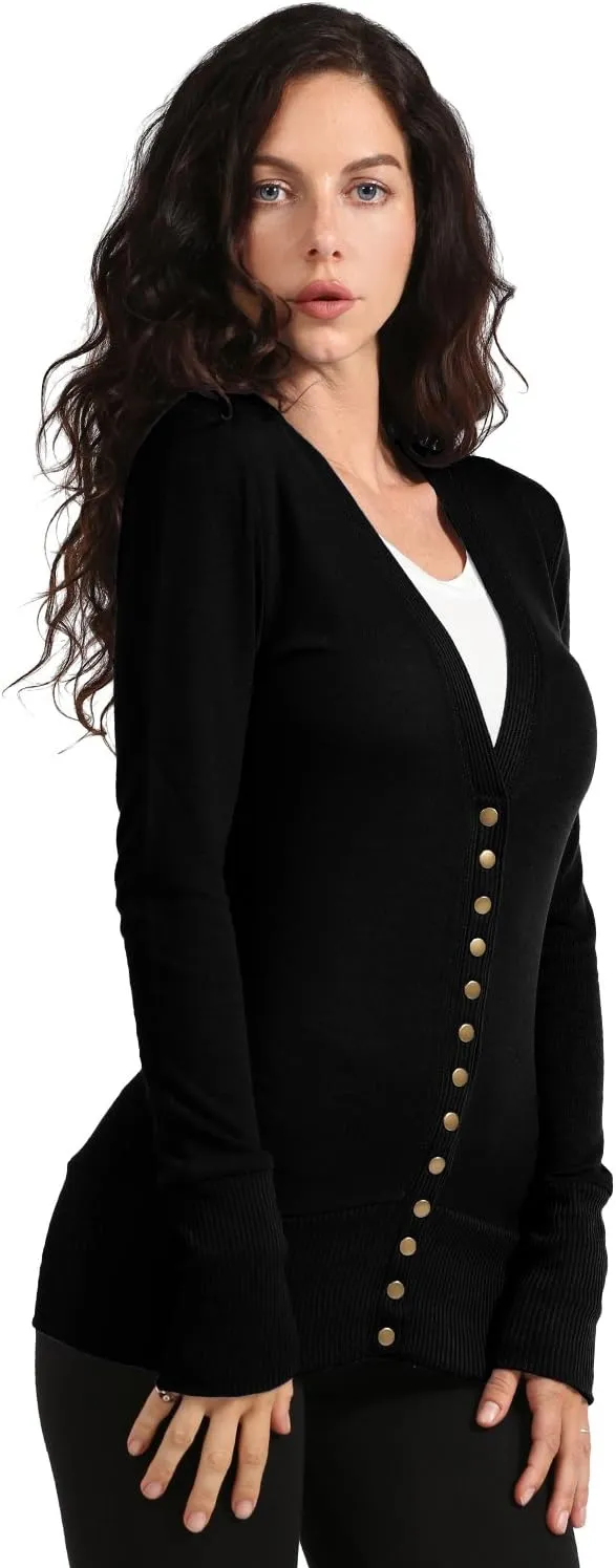 NE PEOPLE Womens Snap Button Sweater Cardigan with Ribbed Detailed S-3XL