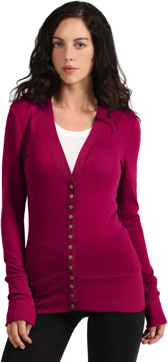NE PEOPLE Womens Snap Button Sweater Cardigan with Ribbed Detailed S-3XL