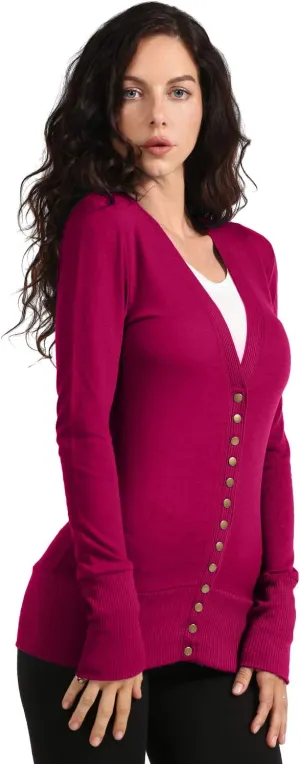NE PEOPLE Womens Snap Button Sweater Cardigan with Ribbed Detailed S-3XL