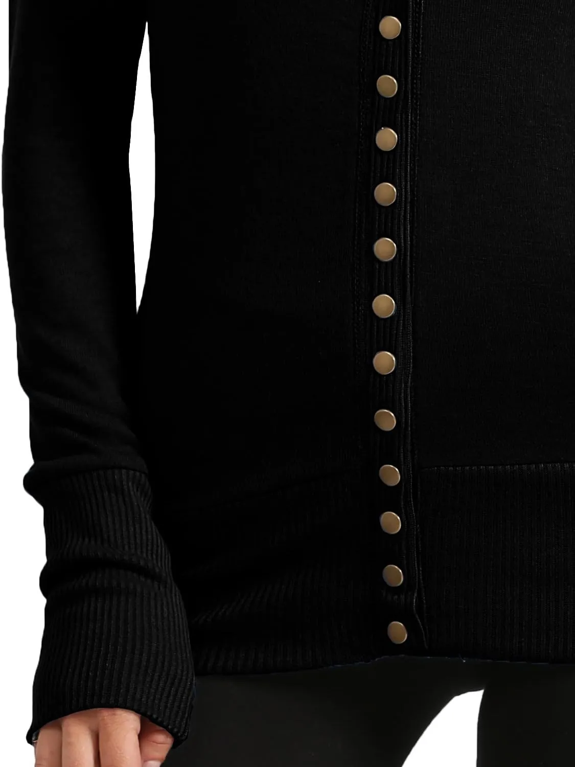 NE PEOPLE Womens Snap Button Sweater Cardigan with Ribbed Detailed S-3XL