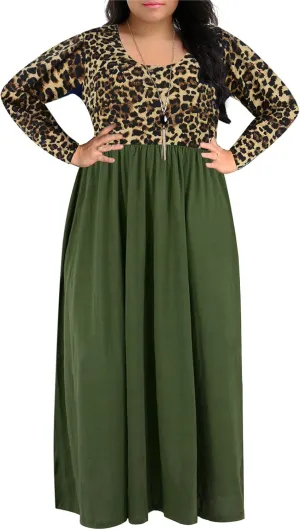 Nemidor Women's Chevron Print Long Sleeve Plus Size Casual Maxi Dress with Pocket