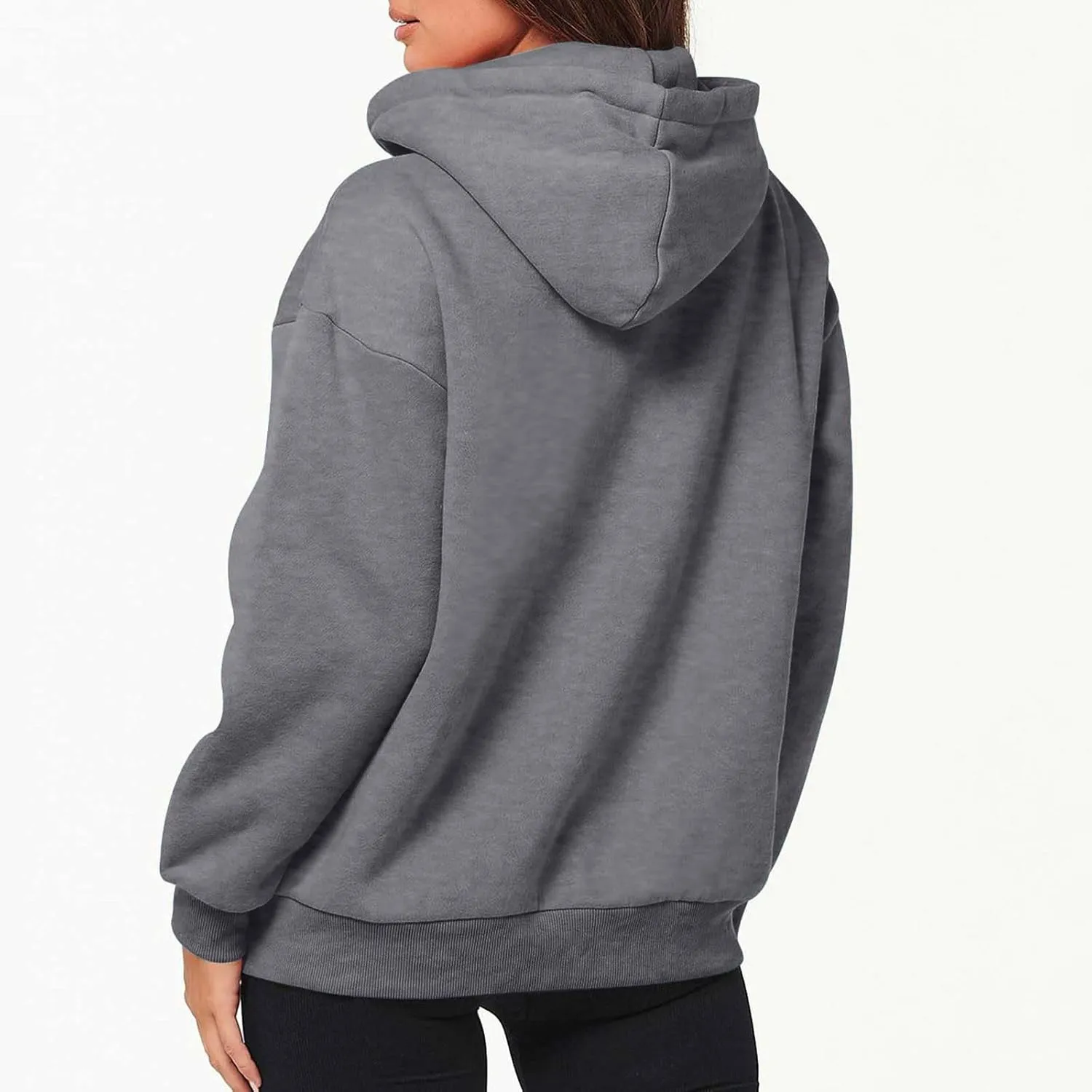 nerohusy Women's Cute Hoodies Girl Fall 2023 Jacket Oversized Sweatshirts Casual Drawstring Zip Up Y2K Hoodie with Pocket