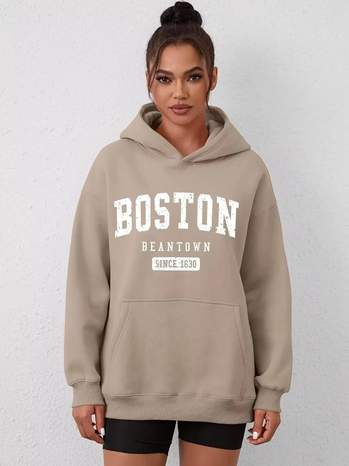 ORANDESIGNE Womens Oversized Letter Print Hoodies Graphic Fleece Sweatshirts Long Sleeve Pullover with Pocket 2025