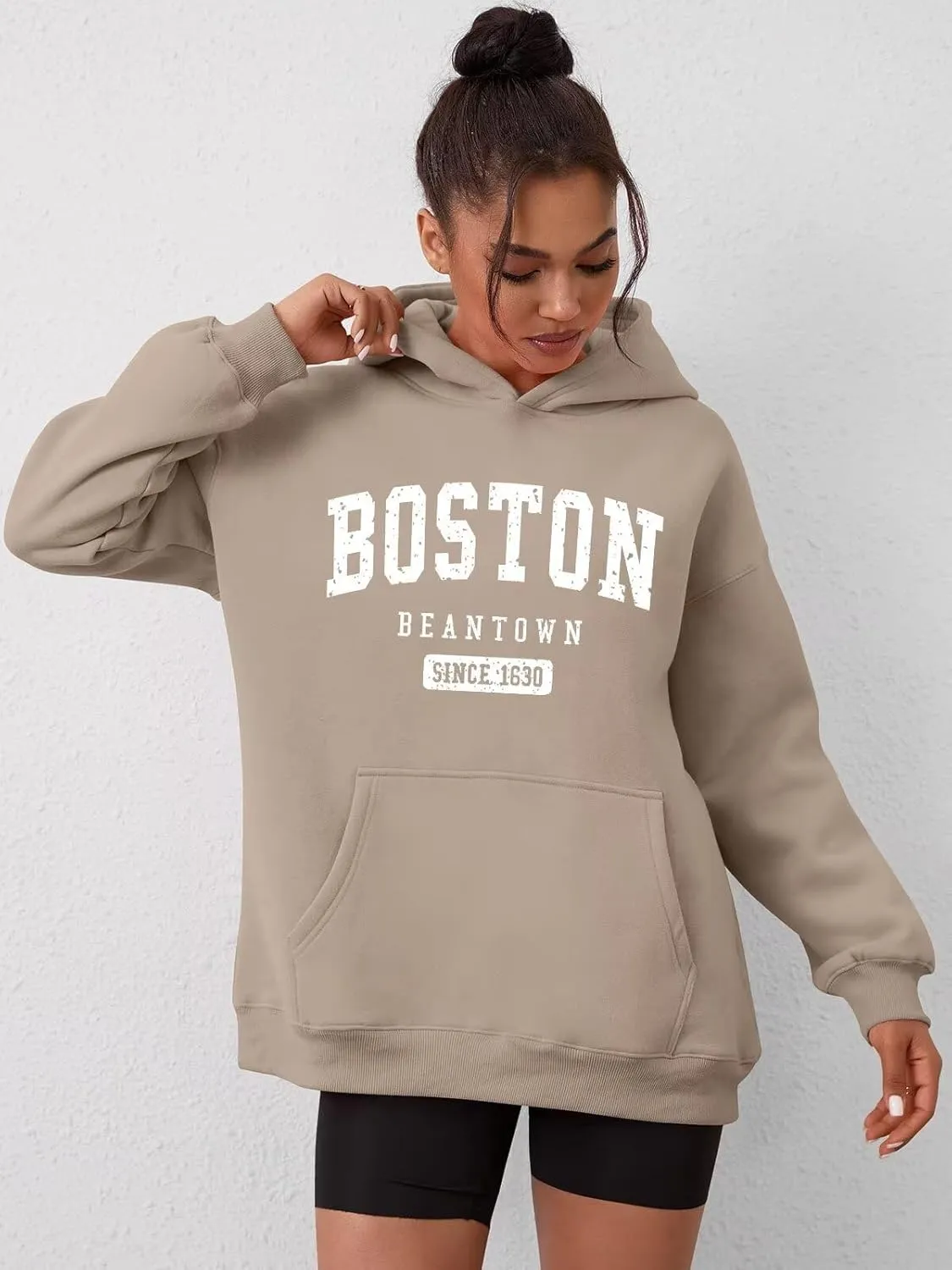 ORANDESIGNE Womens Oversized Letter Print Hoodies Graphic Fleece Sweatshirts Long Sleeve Pullover with Pocket 2025