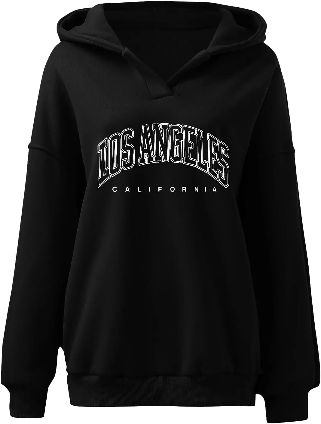 Oversized Hoodies for Women 2024 Long Sleeve V Neck Letter Printing Sweatshirts Fall Fashion Classic Pullover