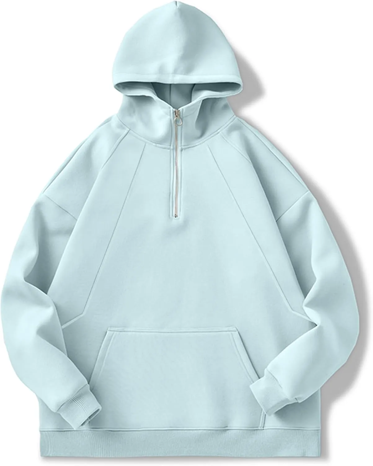 PLEPAN Quarter Zip Hoodies for Men Oversized Pullover Loose Fit Sweatshirt with Kangaroo Pocket