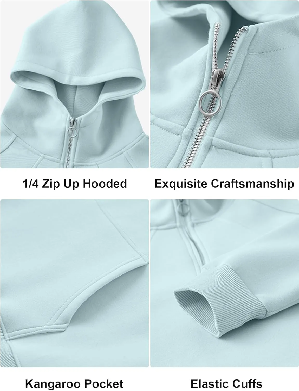 PLEPAN Quarter Zip Hoodies for Men Oversized Pullover Loose Fit Sweatshirt with Kangaroo Pocket