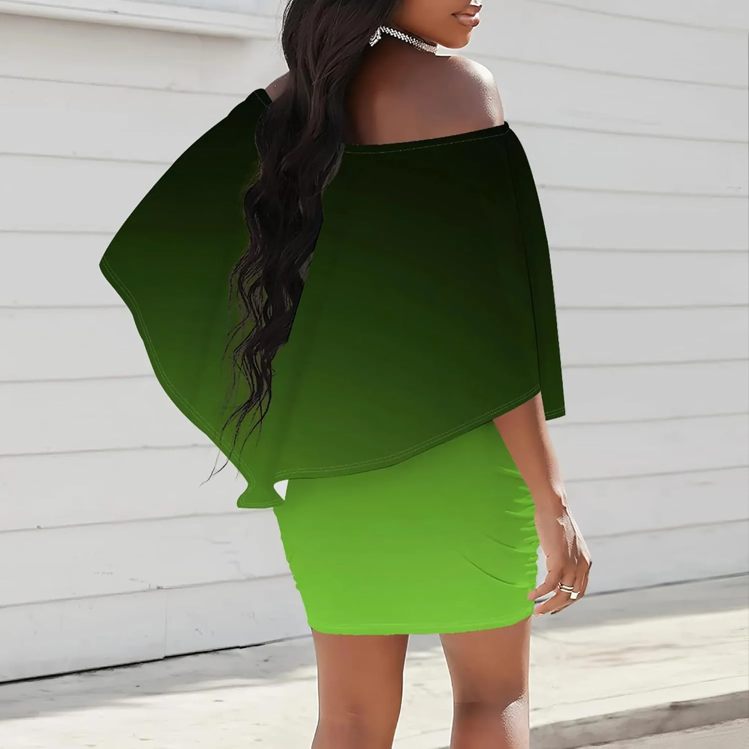Plus Size Dresses for Curvy Women Off Shoulder Sexy Bodycon Ruffles Multiple Dressing Layered Wedding Guest Party Mini Dress
