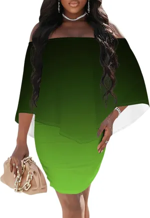 Plus Size Dresses for Curvy Women Off Shoulder Sexy Bodycon Ruffles Multiple Dressing Layered Wedding Guest Party Mini Dress